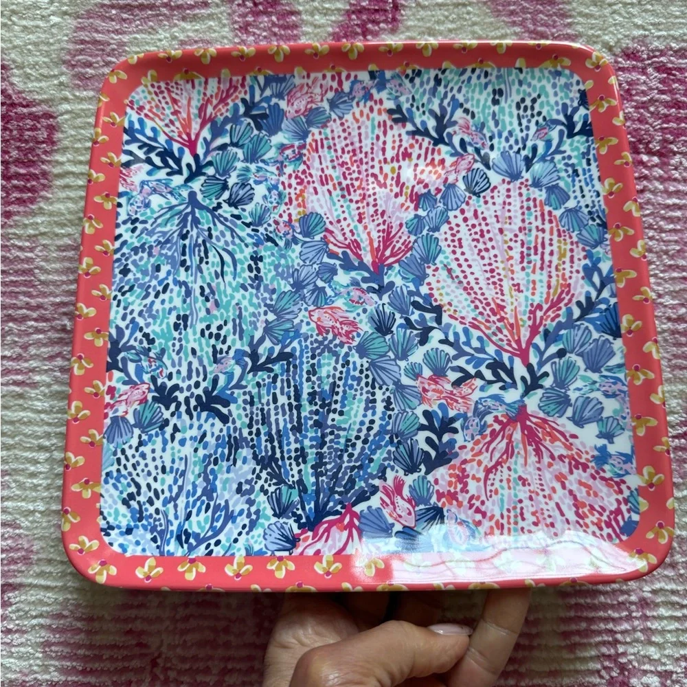 NWOB Lilly Pulitzer Set of 4 Square Melamine Plates Boatylicious Sway With Me